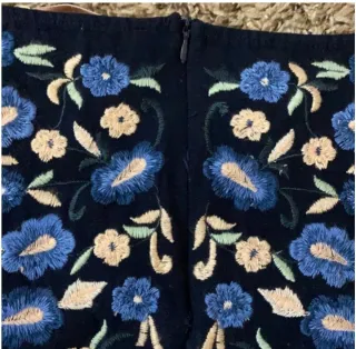 Falda Zara Bordada Azul Multicolor