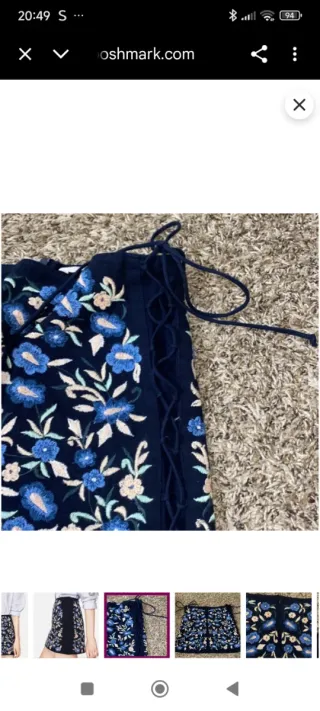 Falda Zara Bordada Azul Multicolor