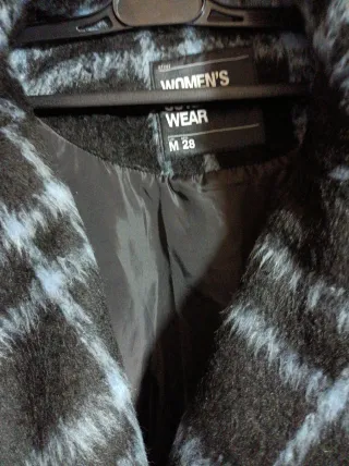 Abrigo cuadros mujer negro y azul