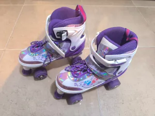 Patines 4 Ruedas Niña Talla 35-38 Morado.