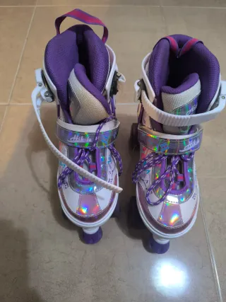 Patines 4 Ruedas Niña Talla 35-38 Morado.
