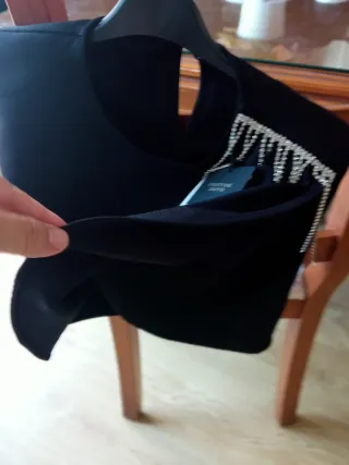 Top Zara Negro con Pedrería Talla XS