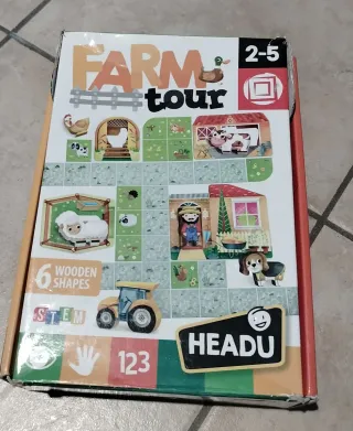 Gioco Farm Tour con statuine in legno