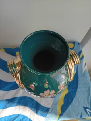 Vaso Fiorentino Porcellana Oro Verde
