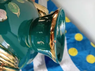 Vaso Fiorentino Porcellana Oro Verde