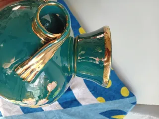 Vaso Fiorentino Porcellana Oro Verde