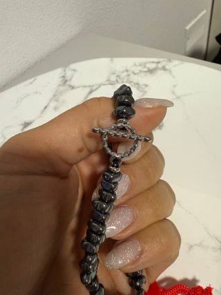 Bracciale Uomo Pietre Nere E Argento