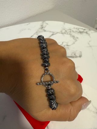 Bracciale Uomo Pietre Nere E Argento