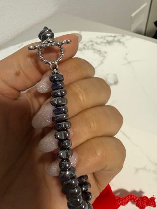 Bracciale Uomo Pietre Nere E Argento