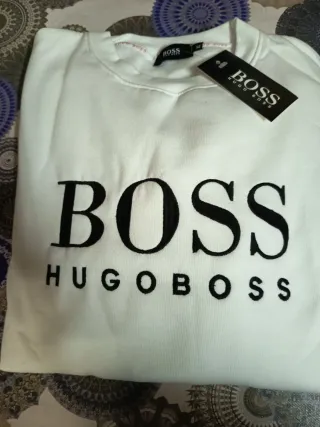 Sudadera Boss Blanca Logo Grande