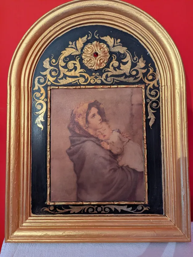 Cuadro Mujer y Niño Marco Dorado