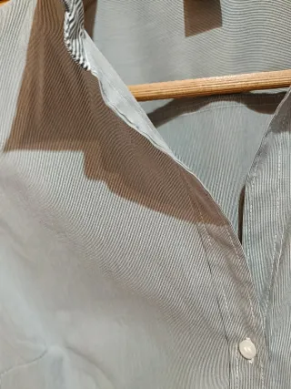 Camisa H&M Mujer Talla L Gris Rayas