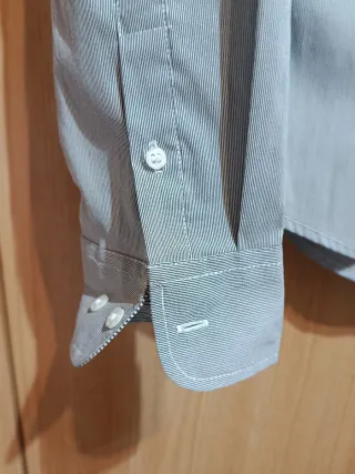 Camisa H&M Mujer Talla L Gris Rayas