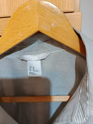 Camisa H&M Mujer Talla L Gris Rayas