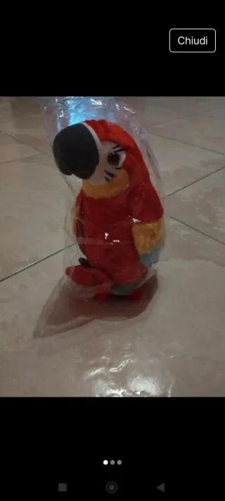 Peluche Pappagallo Rosso e Giallo