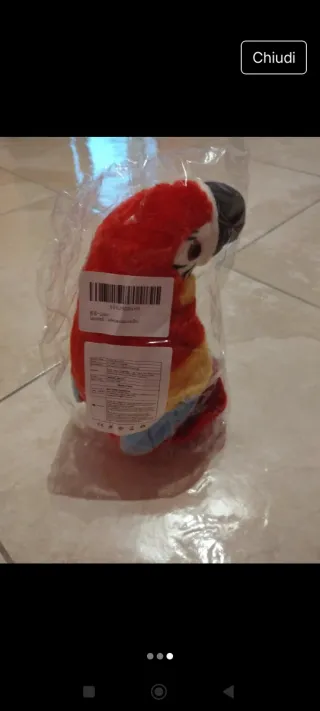 Peluche Pappagallo Rosso e Giallo