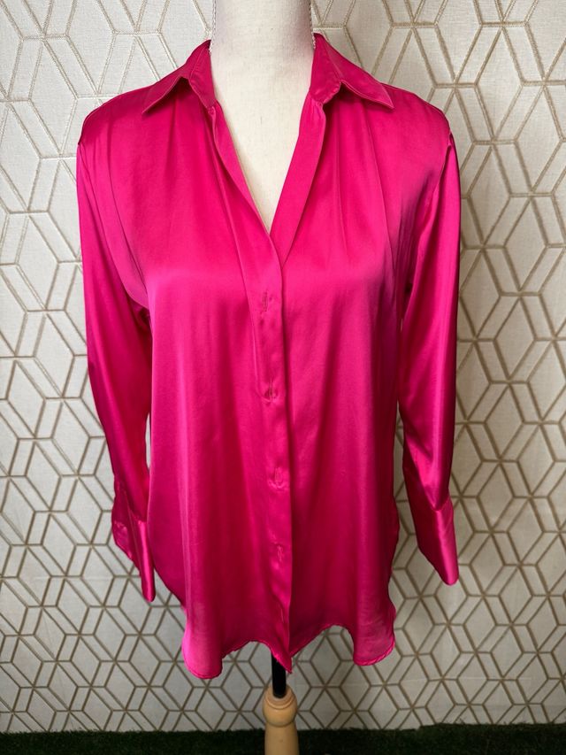 Camisa satén fucsia