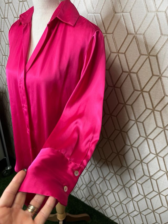 Camisa satén fucsia