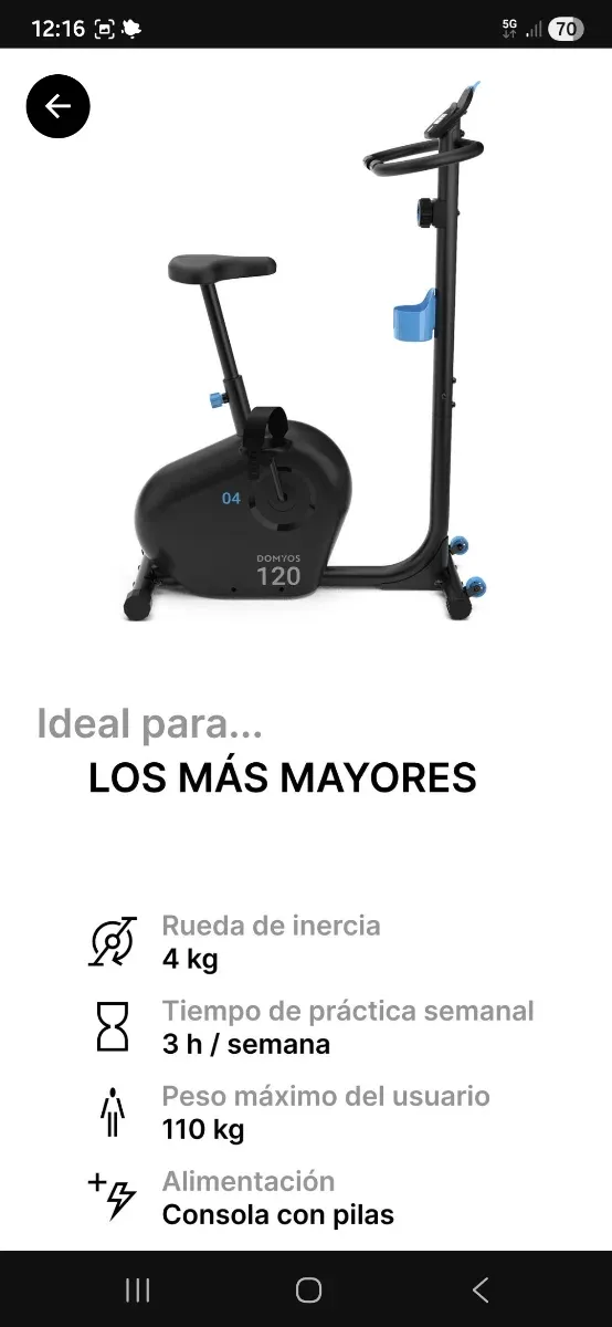 Bicicleta Estática DOMYOS 120