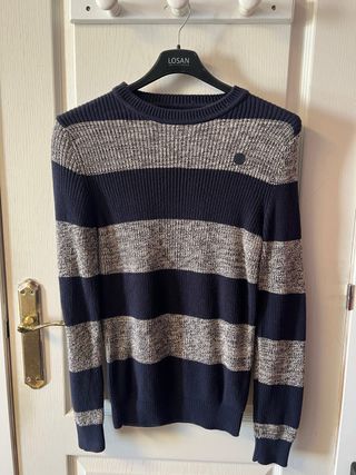 Jersey de rayas azul y gris