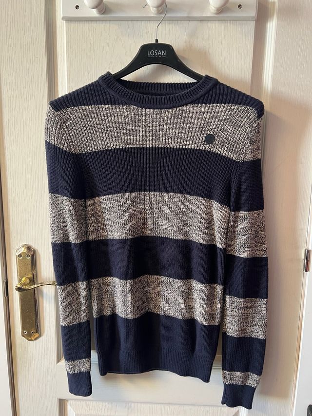 Jersey de rayas azul y gris