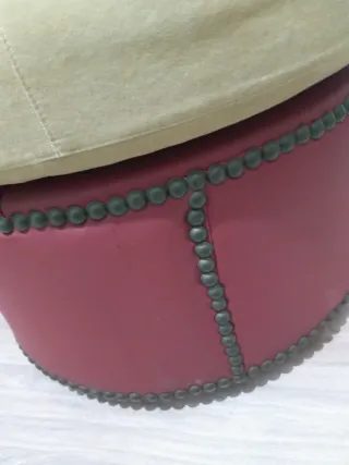 Puff Vintage Tela y Polipiel.