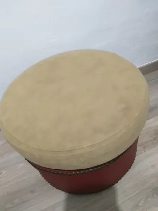 Puff Vintage Tela y Polipiel.