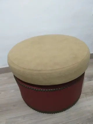 Puff Vintage Tela y Polipiel.