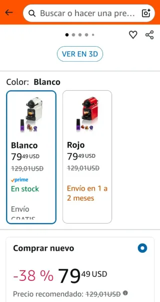 Cafetera Nespresso Krups Inissia Blanca