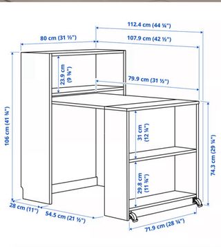 Librería BILLY IKEA con mesa plegable