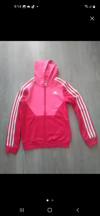 Chándal Adidas 2 piezas rosa y rojo. Talla 11-12
