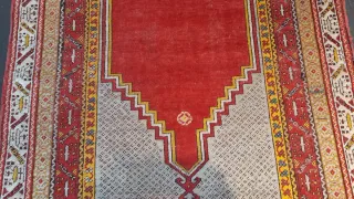 Tappeto antico turco lana rosso e giallo