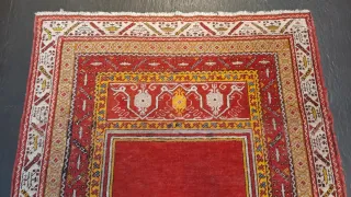 Tappeto antico turco lana rosso e giallo