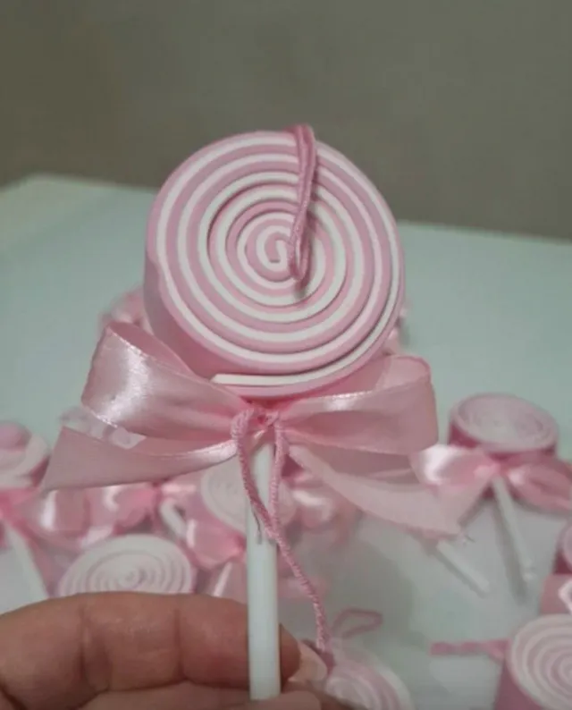 23pz Decorazioni Lollipop Rosa Bianco