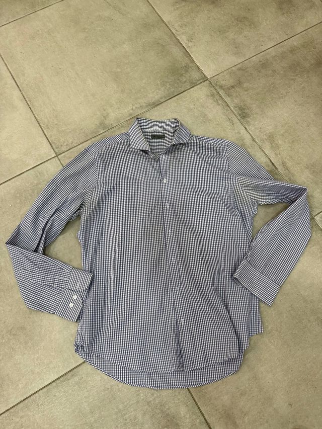 Camicia uomo quadri blu e bianchi