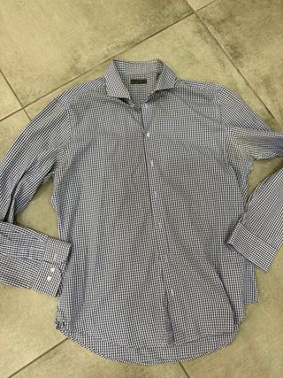 Camicia uomo quadri blu e bianchi