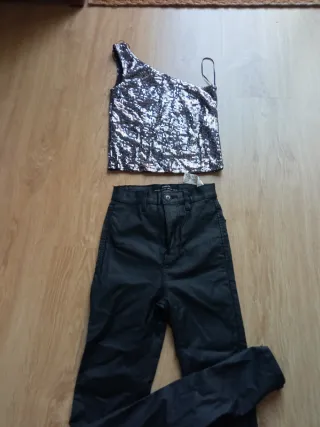 Top lentejuelas plateadas Stradivarius