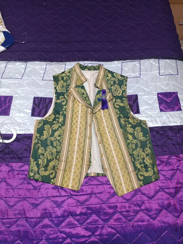 Chaleco Fallero Brocado Verde y Dorado
