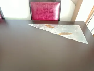 Mesa extensible madera maciza y sillas