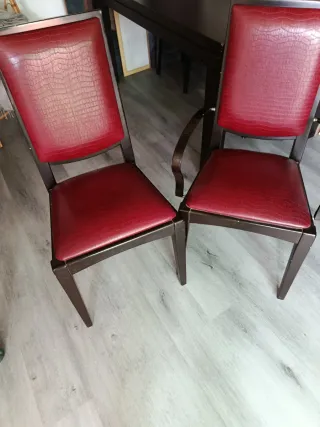 Mesa extensible madera maciza y sillas