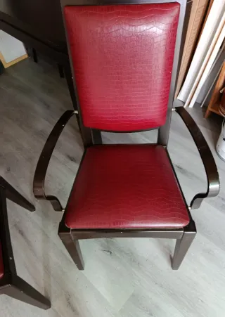 Mesa extensible madera maciza y sillas