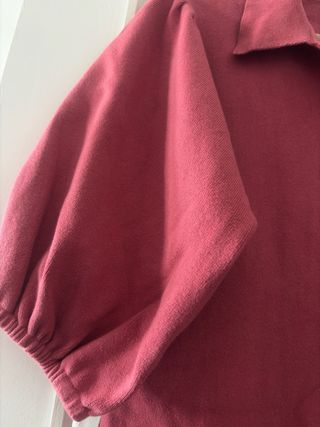 Vestido Zara Rojo Manga Abullonada