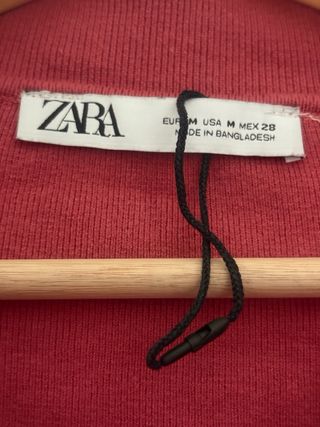Vestido Zara Rojo Manga Abullonada