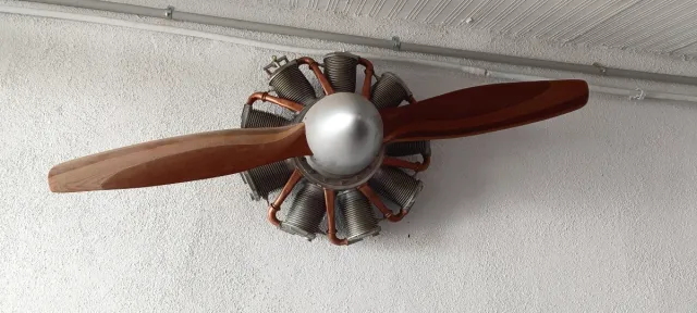 Motor radial con hélice de madera