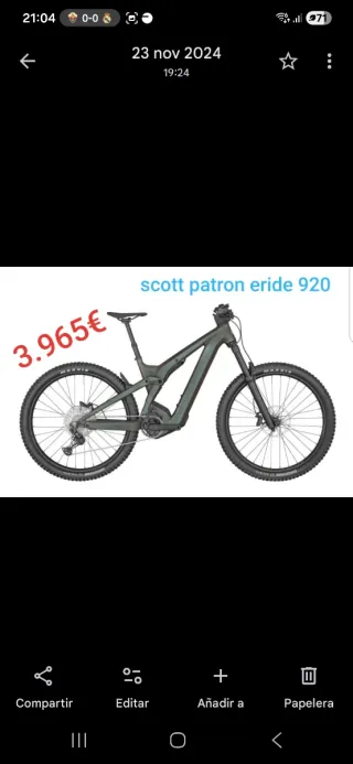 Bicicleta Eléctrica Scott Patron Eride 920