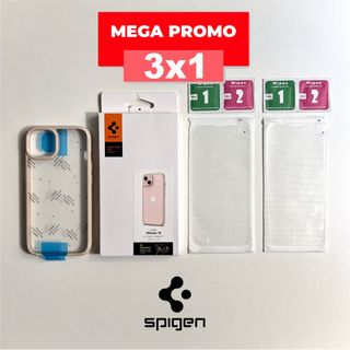 13 | Custodia Spigen + 2 Vetri Temperati | iPhone
