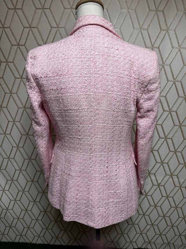 Blazer Tweed Rosa Entallado