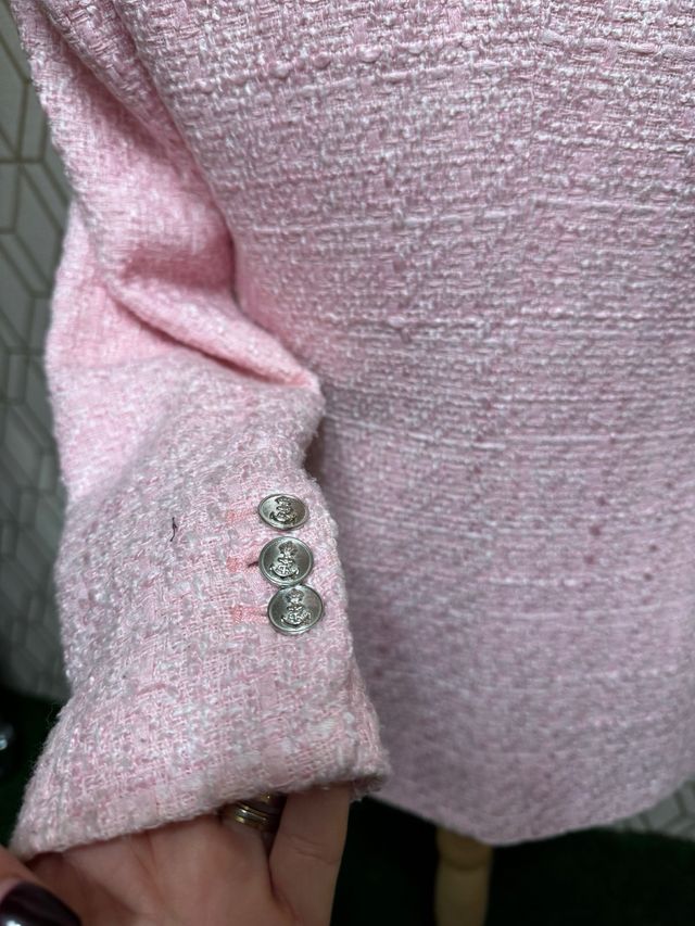 Blazer Tweed Rosa Entallado