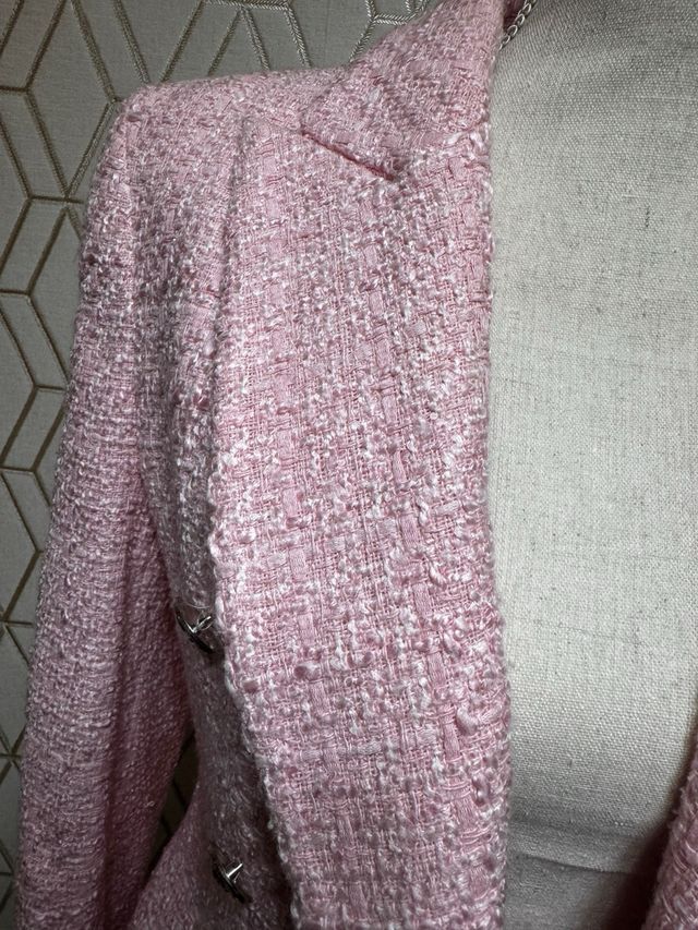 Blazer Tweed Rosa Entallado