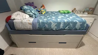 Cama nido con cajones y colchón de  1.05x1.90 cm